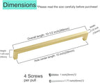 10 Pack 8 Inch Brass Cabinet Handles Brushed Brass Cabinet Pulls Imitation Gold Cabinet Pulls Square Gold Pulls Brass Cabinet Hardware for Cabinet, Cupboard, 8'' Hole Centers