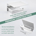 Toilet Paper Holder with Phone Shelf Polished Chrome, APLusee Bathroom Accessories 304 Stainless Steel Tissue Roll Dispenser Storage Wall Mounted