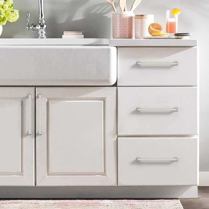 6 Pack 6.25 Inch Brushed Satin Nickel Cabinet Pulls - Kitchen Cabinet Hardware