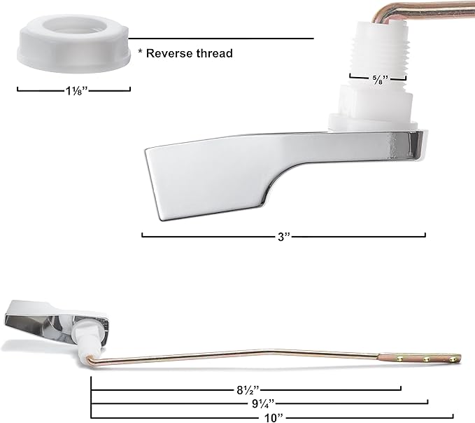 Qualihome Mansfield Toilet Handle Replacement, Front Mount Toilet Tank Lever Flush Handle (Chrome)