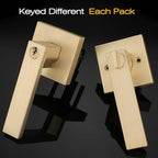 EHOMEWARE 10 Pack Gold Door Handles, Entry Door Levers with Keys, Not Keyed Alike - Interior Door Lever Door Handle with Modern Contemporary Design for Home Bedroom or Living Room