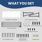 1-Pack Garage Wall Shelves, 2' x 4' Heavy Duty Wall Mounted Storage Rack with 3 Hooks, 250 lbs Capacity, Steel Garage Organization Shelving for Tools, Bins, and Power Equipment