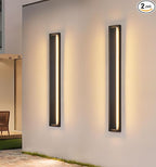 tewei 39.3 Inch Modern Outdoor Wall Sconce, Long Black LED Exterior Lighting Fixtures, Modern Large Outdoor Front Porch Lights Outside Wall Mount Lights for House, Warm White 3000K, 2 Pack