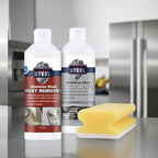 CLEAN MY STEEL Stainless Steel Rust Stain Remover, Protector & Cleaner Kit, Concentrated Formula, for Commercial Use, Appliances. Gloves & Sponge Included (17 oz)