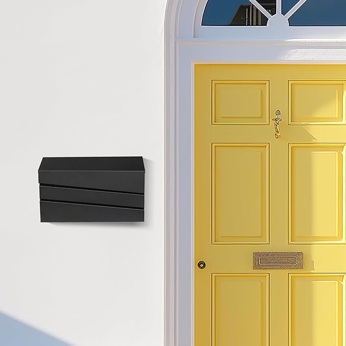 Wall-Mount Mailbox for Outside, Rust Resistant Mail Box Wall Mounted Outdoor, Galvanized Steel Morden Mailboxes (No Keys Locking)