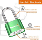 1 Pack disecu Heavy Duty 4 Digit Combination Lock, 2.5 Inch Long Shackle Outdoor Waterproof Padlock for School Gym Locker, Storage Unit, Fence, Gate, Toolbox (Green)