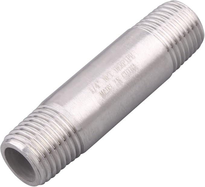 1/4" X 1/4" NPT Male Nipple Stainless Steel 304 Cast Pipe Coupling Fitting 2" Length (pack of 2)