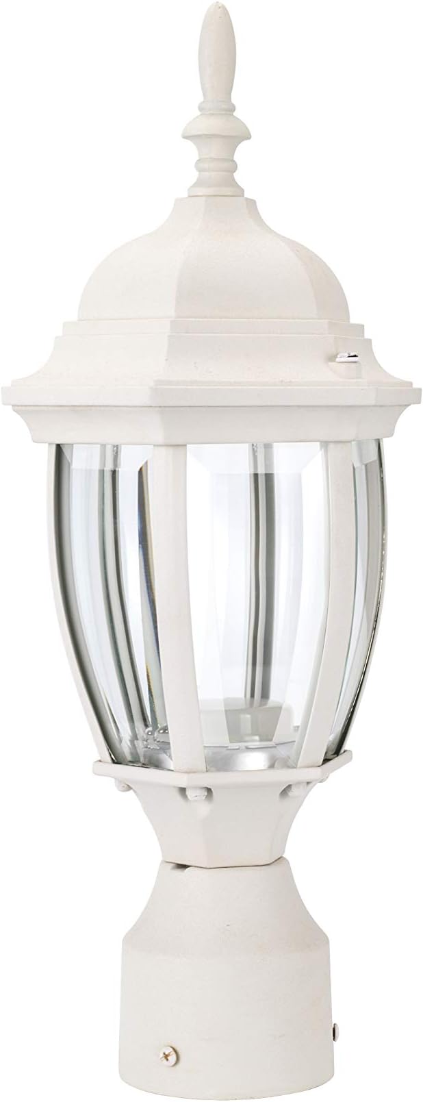 LIT-PaTH LED Outdoor Post Lighting Fixture, Pole Lantern, 9.5W 800 Lumens, 5000K Daylight White, Aluminum Housing Plus Glass, Matte White Finish, 2-Pack