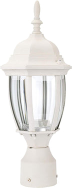 LIT-PaTH LED Outdoor Post Lighting Fixture, Pole Lantern, 9.5W 800 Lumens, 5000K Daylight White, Aluminum Housing Plus Glass, Matte White Finish, 1-Pack