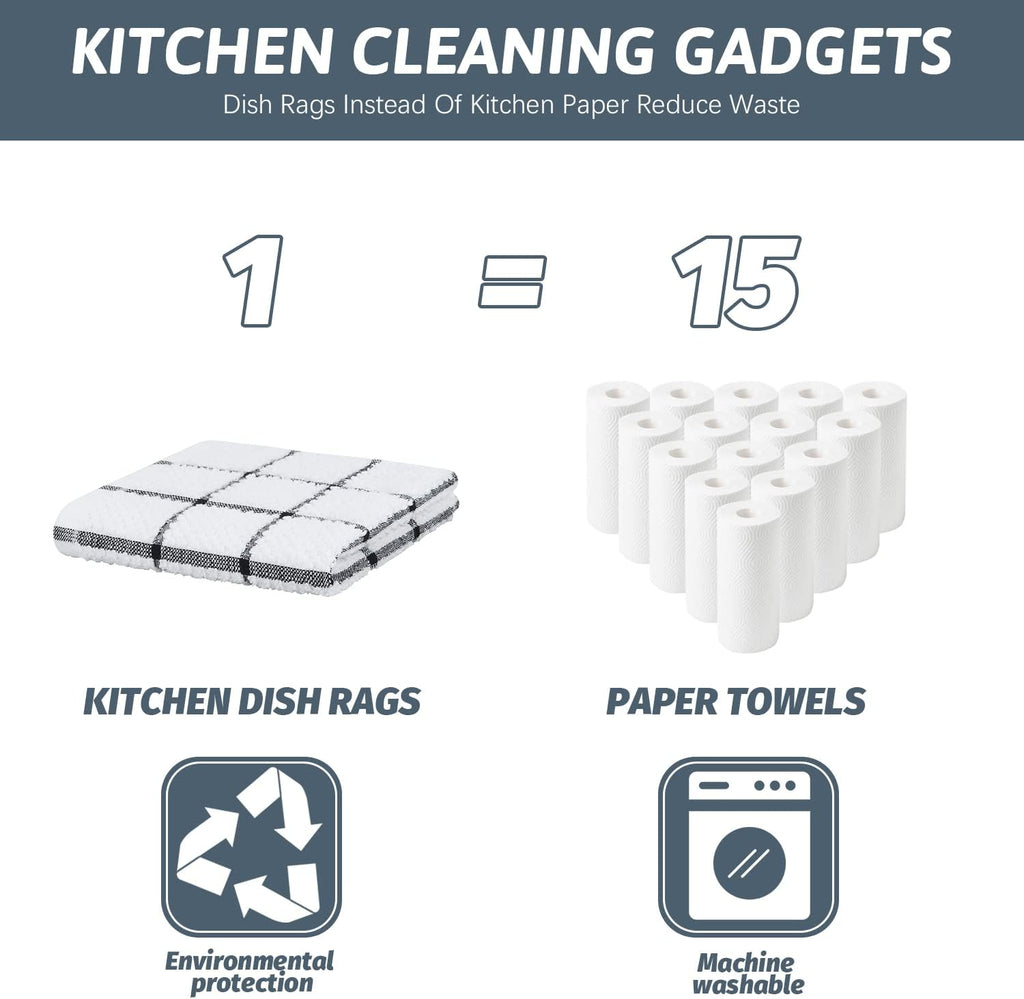 Nialnant 8 Pack Dish Rags,100% Cotton Dish Towels for Kitchen,Super Absorbent Kitchen Dish Cloths,Dish Rags with Hanging Loop,12x12 Inches,Navy Blue