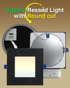 zouzai Square Led Recessed Lighting,5CCT Ultra Thin Square Led Ceiling Light with Junction Box,CRI90,2700K-5000K Selectable,Dimmable Canless Downlight,ETL and Energy Star (Black【12 Pack】, 6 Inch)