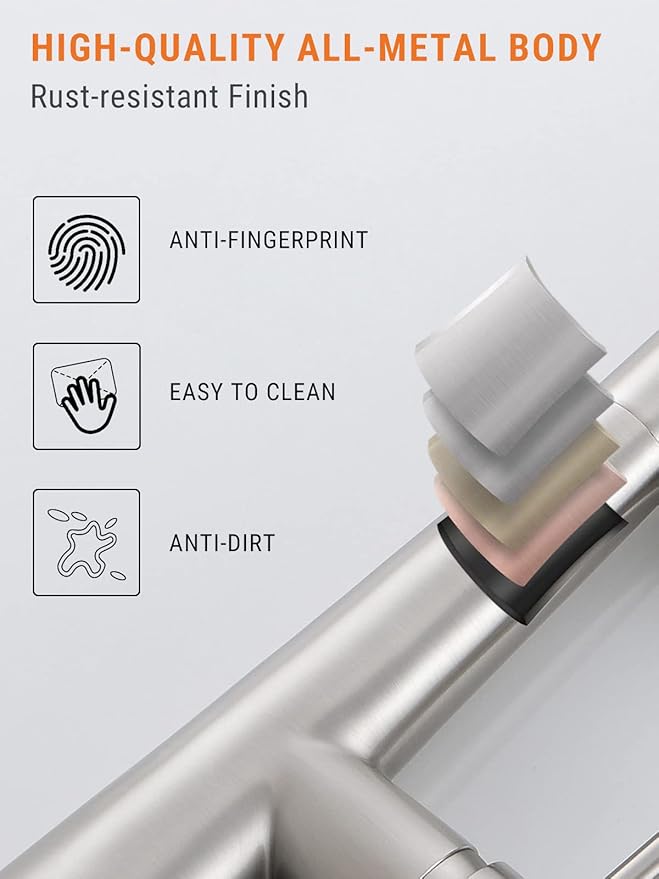 Kitchen Faucet with Pull Down Sprayer,AIMADI Commercial Stainless Steel Kitchen Sink Faucets with Sprayer,Brushed Nickel