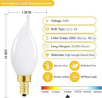 E12 Dimmable Candelabra LED Bulbs 40 Watt Candle Bulb 4000K Daylight Chandelier Light Bulb 4W Type B Light Bulb for Chandelier,Frosted Glass,400LM,6 Pack