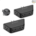 TROND Outlet Extender Surge Protector 2 Pack - Multi Plug Wall Outlet with 4 Grounded Sockets, Angled Wall Plug Splitter, 900J, Multiple Adapter for Home Office Travel Dorm Room, Black