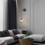 KCO Lighting Black Glass Globe Wall Sconce Set of 2 Farmhouse Industrial Wall Lamp with Adjustable Cord Mid Century Modern Wall Mount Reading Light for Bathroom Mirror Bedside Stairs (Smoke Grey)