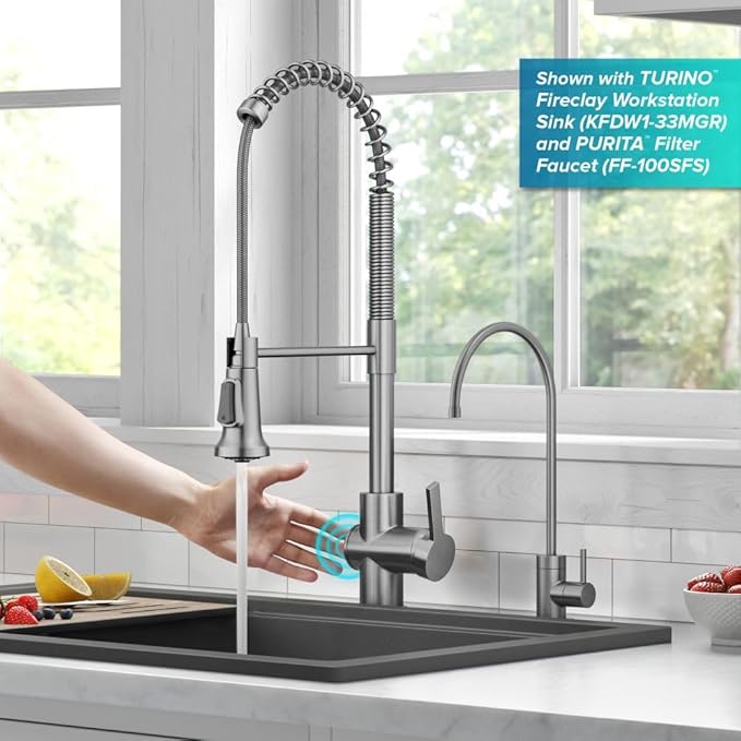 KRAUS Britt Touchless Sensor Commercial Single Handle Pull Down Kitchen Faucet in Spot Free Stainless Steel, KSF-1691SFS