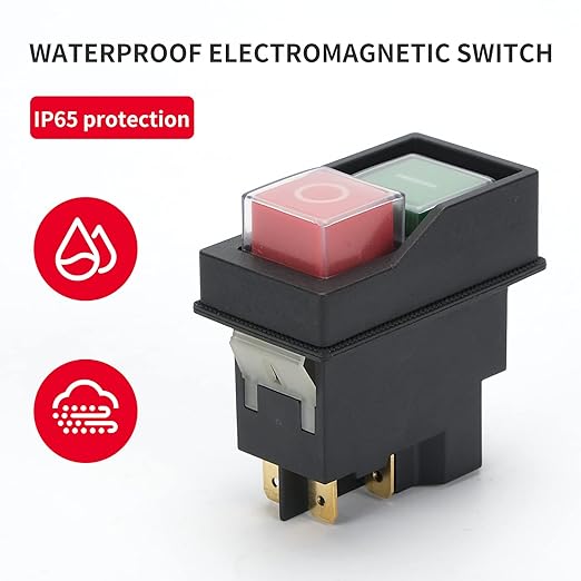 Magnetic On-Off Switch Electromagnetic Pushbutton Switches for Electric Power Tools Grinder Cutting Machine Tool Equipment,4 Pins 16A 110V