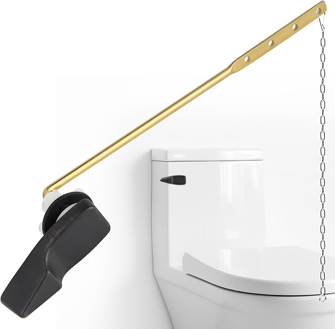 Universal Toilet Handle Replacement Kit, Front Mount Toilet Trip Lever Compatible with American Standard Toilet, Brass Toilet Flusher Replacement with Stainless Steel Flapper Chain, Oil Rubbed Bronze
