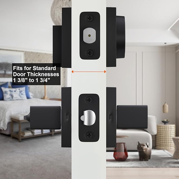 Haidms Black Front Door Lock Set with Deadbolt, Matte Black Exterior Door Handle and Deadbolt Set, Entry Door Locksets, Heavy Duty Zinc-alloyed (3 Pack)