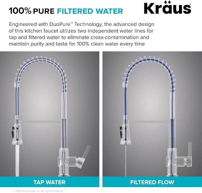KRAUS Britt 2-in-1 Commercial Style Pull-Down Single Handle Water Filter Kitchen Faucet for Reverse Osmosis or Water Filtration System in Spot Free Stainless Steel, KFF-1691SFS
