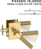 Asidrama 1 Pack Champagne Bronze Privacy Door Handles, Door Lever with Door Knobs Indoor for Bedroom or Bathroom, Heavy Duty Door Handles Interior with Locks for Left Right Sided Doors ZR08-098