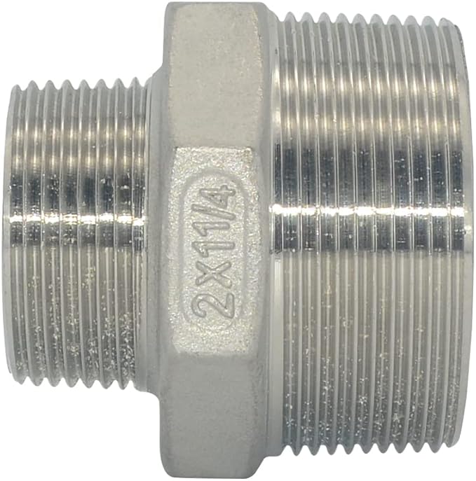 2" Male NPT to 1-1/4" Female NPT Female Reducing/Reducer Bushing Pipe Fitting,Adapter,Stainless Steel SS 304 Hex Bushing