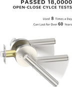 Asidrama 6 Pack Passage Brushed Nickel Door Handles, Door Lever with Door Knobs Indoor for Bedroom or Bathroom, Heavy Duty Door Handles Interior with Locks for Left Right Sided Doors