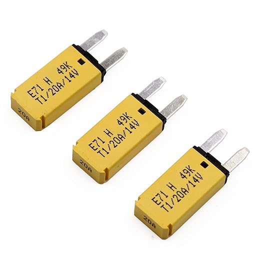 E71 Auto-Resettable Blade Fuse - Low Profile ATM Mini 20A, UL Certified (3-Pack)