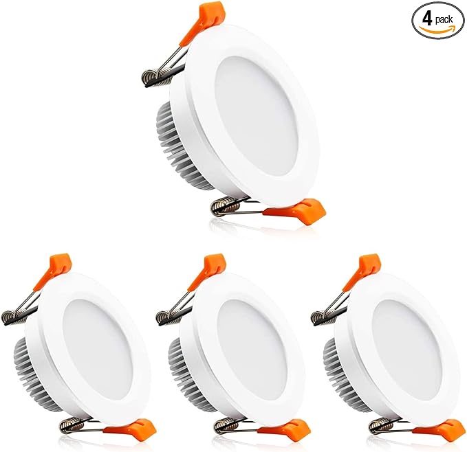 2 Inch LED Downlight, Recessed Lighting Dimmable Ceiling Light, 3W, 5500K Daylight White, CRI80 with LED Driver(35W Halogen Equivalent), 4 Pack