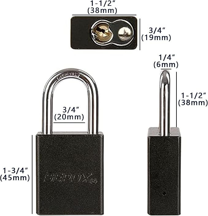 SEPOX® 4 Pcs Ultra-Durable Anti-Rust Outdoor Padlocks - Black Aluminum, 38mm (1-1/2") with Long Shackle & 8 Same Keys, Ideal for Gate, Storage, Locker, Fence & Lock-Out, High Security
