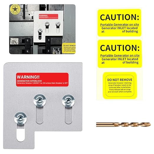 Generator Interlock Kit for Square D QO or Homeline 150 or 200 amp Panel - Generator Lockout Kit, Interlock Switch - 1 3/8" Spacing Between Main and Generator Breaker