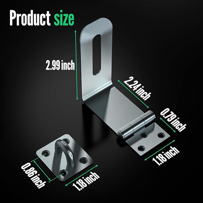 Door Lock Hasp Latch, 90 Degree Solid Iron Safety Packlock Drawer Hasp Lock Latch, Extra Thick Gate Lock Hasp with Keys Brushed Finish (2.24 Inch, Gray)