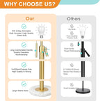 Modern Floor Lamp for Living Room, Adjustable Height Standing Lamp with Marble Base, Gold Tall Pole Light with Linen Shade for Reading Bedroom, Chain Switch, 8W 3-Way Dimmable Bulb Included