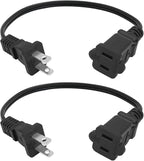 2 Prong Extension Cord 1FT,2Pack Short and Thin Cord Extension,Indoor Male/Female Power Cable, UL Listed Perfect for Home, Office or Christmas Lights,Black