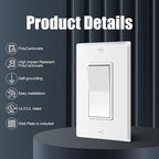 ThunderWay Single Pole Decorator Wall Light Switch with Wall Plate, 15A 120V/277V, On/Off Paddle Switch, Residential Grade - UL Listed, White