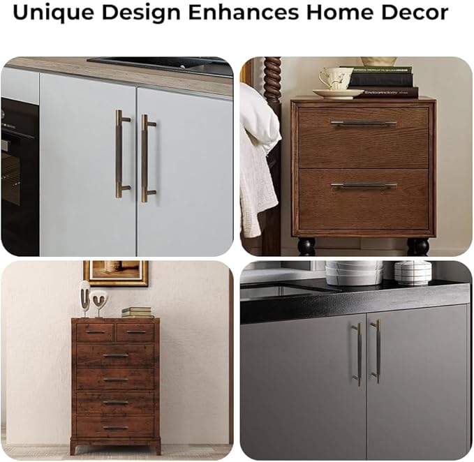 Solid Brass Cabinet Pulls, Knurled Cabinet Pull, Antique Brass Drawer Handles for Bathroom, Bedroom, Kitchen (4, 5.12inch/130mm)