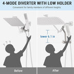 G-Promise All Metal 16 Inch Shower Head with Massage Mode Handheld, Rain Shower Head with Handheld Spray Combo, 3-Way Diverter with Pause Setting, 12 Inch Adjustable Extension Arm (Brushed Nickel)