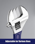 WORKPRO 4-Piece Adjustable Wrench Set (6", 8", 10", 12") – Heavy-Duty, Wide Jaw Wrenches with Laser-Etched Metric & SAE Scales, Comfortable Grip for Automotive, Plumbing & Repairs