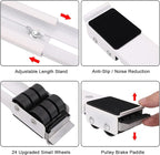 2Pcs Extendable Appliance Furniture Dolly Mobile Roller, Heavy Duty Adjustable Washing Machine Mobile Stand Base, Metal Movable Bracket for Refrigerator Washing Machine Dryers Diswashers Base, White