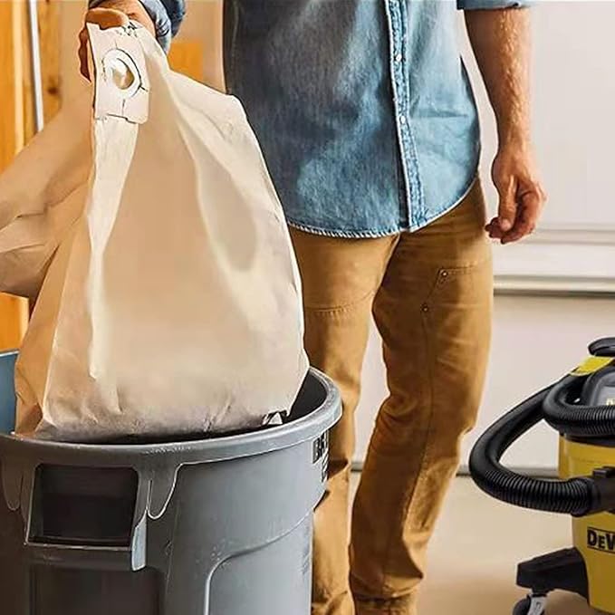 Pack 12(10+2) 19-3100 Vacuum Bags for Stanley Shop Vac 5-6 Gallon Wet/Dry Vacuums Disposable Dust Bags Reusable Filter 19-1500 Combo