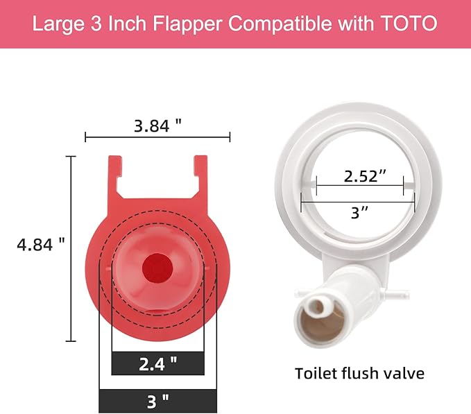 Hibbent Large 3-Inch Toilet Flapper Replacement Compatible with TOTO flapper Model G-Max, THU138S, THU175S and THU331S- Oversized Sealing and Easy to Install