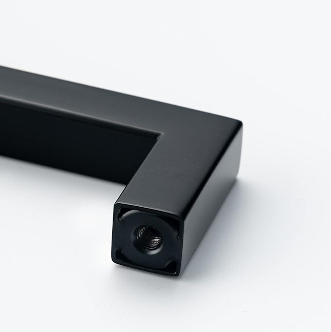 10 Pack 12-3/5 Inch Hole Center Matte Black Square Cabinet Pulls Cupboard Handles Modern Stainless Steel Black Kitchen Cabinet Handles and Pulls, Drawer Handles