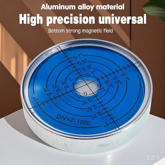 6'/2mm Point high Precision Universal Level Bubble Metal Bubble Water Leveler Cross Level Gauge Small Household (Blue Luminous Magnetic)