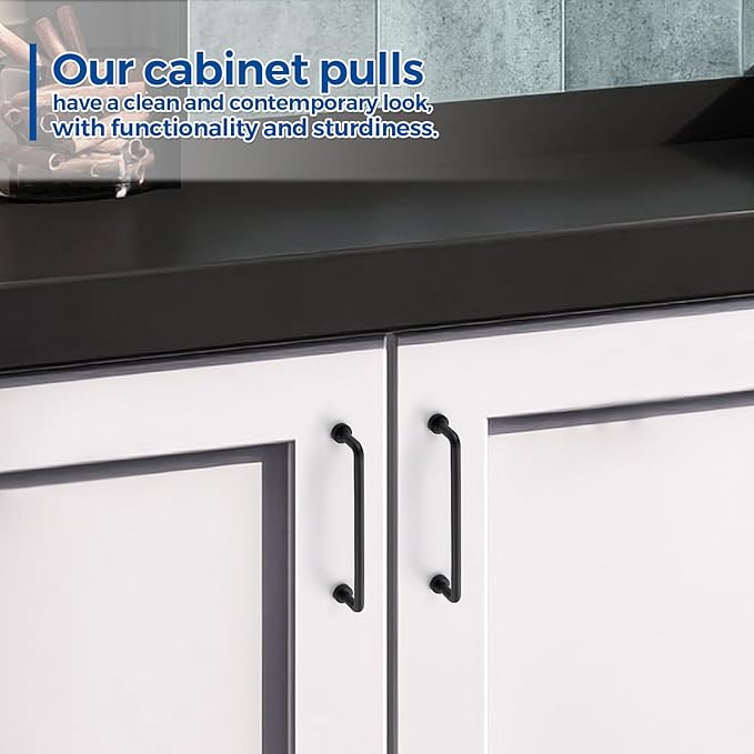 JOY DECOR Cabinet Pulls – 5 Inch Hole Center, Matte Black, 30 Pack, Zinc Alloy Cabinet Handles for Drawers & Cupboard – Vintage Style Hardware for Kitchen, Bathroom, Dresser, Furniture Makeover