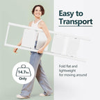 WOA WOA 4 Step Ladder, Foldable Ladder with Wide Pedals and Handle, Sturdy Ladders for Home and Kitchen with Anti-Slip Feet, Supports up to 330 lbs - White