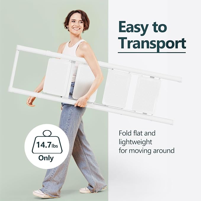 WOA WOA 4 Step Ladder, Foldable Ladder with Wide Pedals and Handle, Sturdy Ladders for Home and Kitchen with Anti-Slip Feet, Supports up to 330 lbs - White