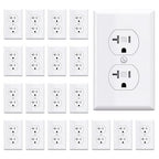 AIDA 20 Amps Outlets Duplex Electrical Receptacle Outlets,Tamper Resistant,Heavy-Duty Receptacle Wall Outlet,Residential,TR,3-Wire, Self-Grounding Clip,Wall Plate Included,UL Listed (20 Pack, White)