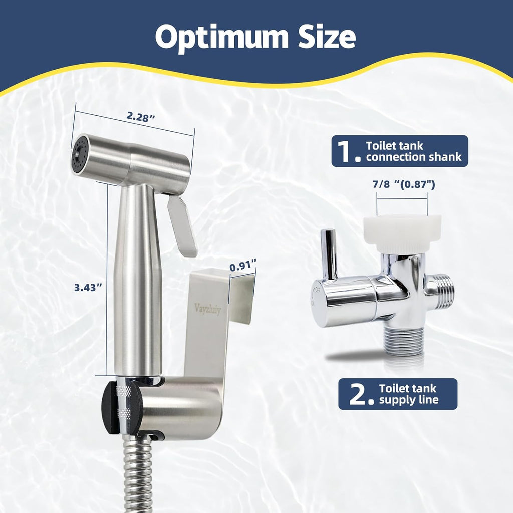 Handheld Bidet Sprayer for Toilet - Bidets for Existing Toilets Adjustable Water Pressure with Bidet Hose for Feminine Wash, Stainless Steel Muslim Shower Jet Spray for Toilet (Warm and Cold)