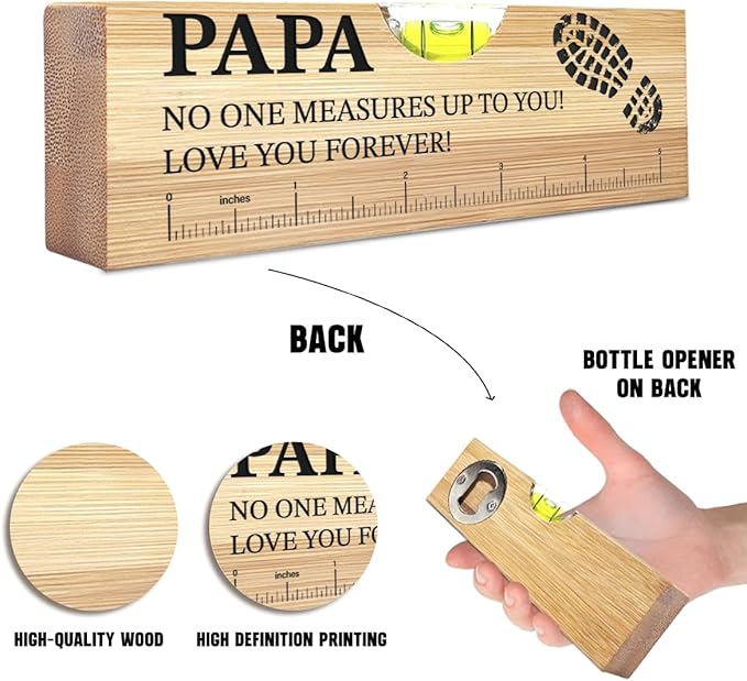 Christmas Gifts for Papa from Daughter Son Wife Spirit Level Bottle Opener Valentines Birthday Thank You Gifts Ideas for Daddy New Dad Grandpa Papa
