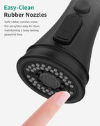 Mbillion Universal Matte Black Kitchen Faucet Sprayer Head Replacement – 3-Function Pull-Down Nozzle with 14 Adapters – Fits Moen, Delta, Kohler, WEWE & American Standard